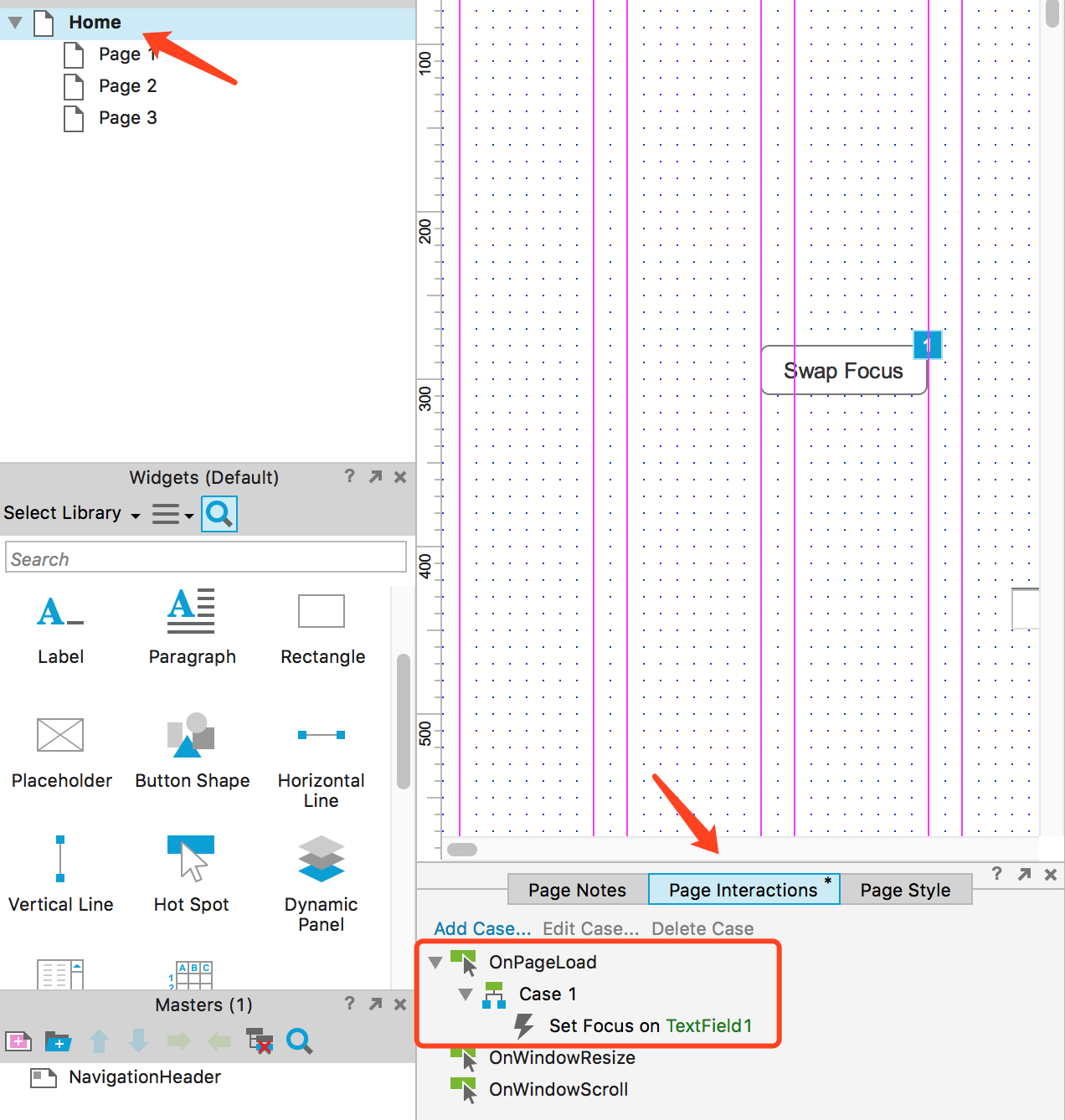 axure how to set page event.png
